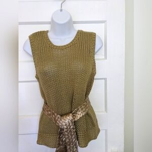 ALASKA BLUES GOLDEN BEIGE CROCHET KNIT VINTAGE* VEST CAMI TANK SIZE LARG…